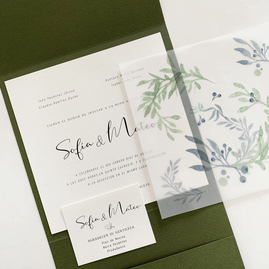 Invitación Oliva Plegable